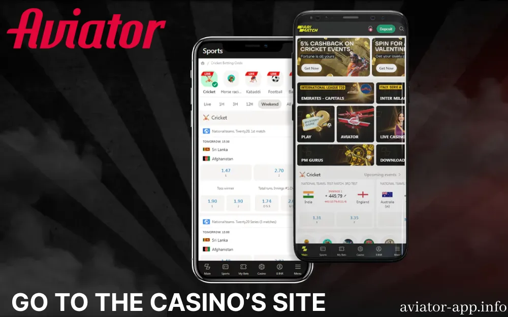 Get to the casino’s site to start playing Aviator game