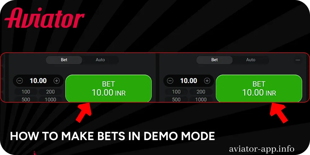 Instructions on making bets on Aviator demo