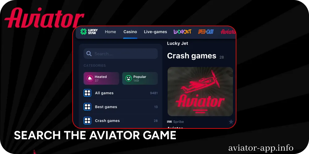 Search for the Aviator game